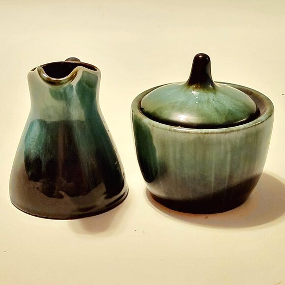 Vintage Blue Mountain Pottery creamer and sugar bowl matching set Woodland Charm - Picture 7 of 8